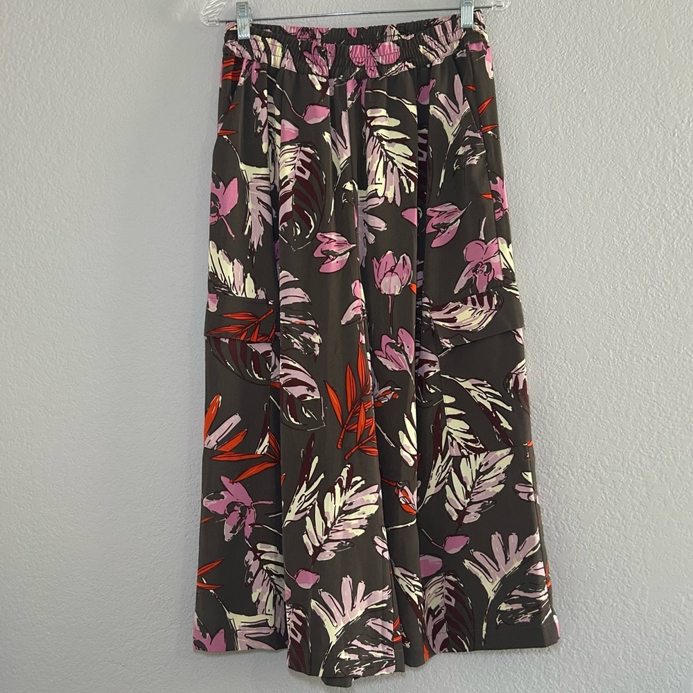 Adrianna‎ Papell Floral Wide Leg Pants Brown, Pink, Red comfort career vacation